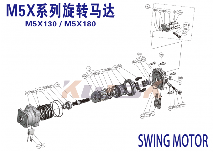 Swing Motor M2x150 170 DH220 3 220 5 R220 Hyundai Doosan Slew Motor Excavator