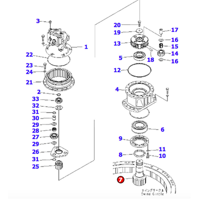 Cat320c Excavator Swing Motor Pinion Shaft 320C 148-4636 Swing Gearbox Shaft