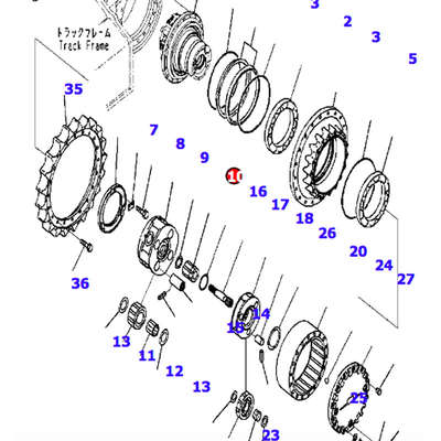 Hydraulic Crawler Parts Gearbox Shaft YN32W01051P1 SK200-8 SK210-8